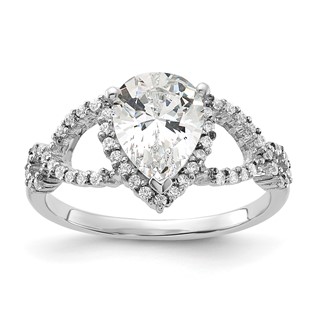 Sterling Silver Rhodium-plated Diamonore Pear Ring