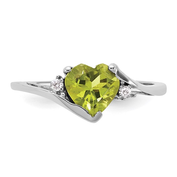 10K WG 1-7X7 HS Peridot, 2-.01 RD DIAS. - Stone:A Mel:F53