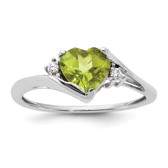 10K WG 1-7X7 HS Peridot, 2-.01 RD DIAS. - Stone:A Mel:F53
