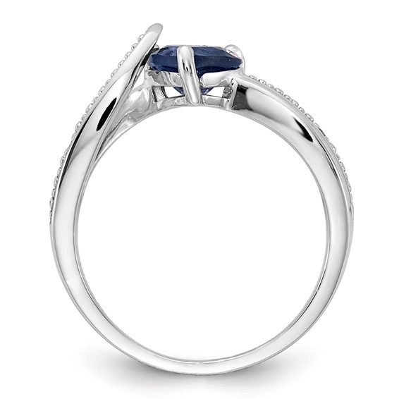 Sterling Silver Heart Shaped Gemstone and Diamond Ring