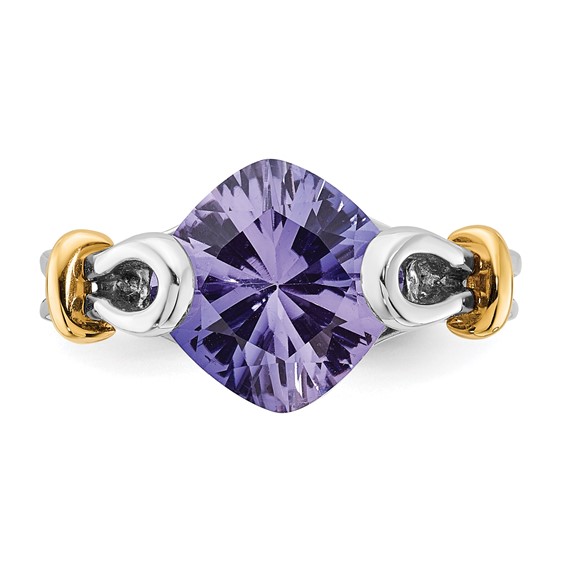 Sterling Silver with 10K Accents Created Blue Garnet Ring