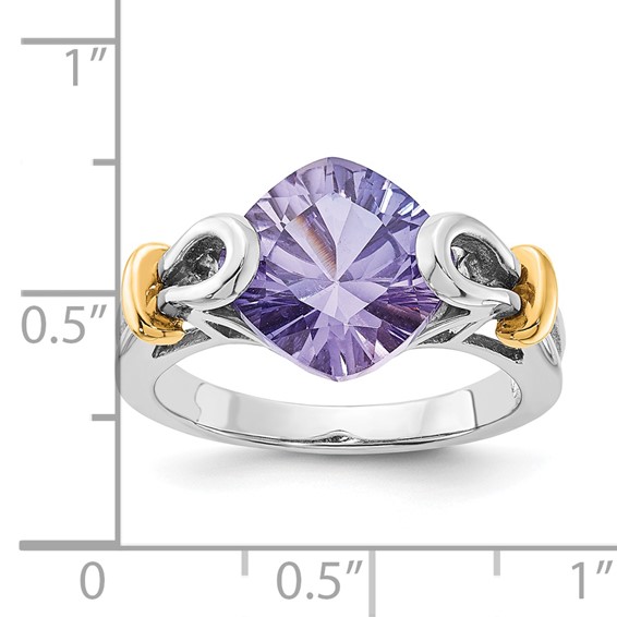 Sterling Silver with 10K Accents Created Blue Garnet Ring