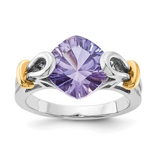 Sterling Silver with 10K Accents Created Blue Garnet Ring