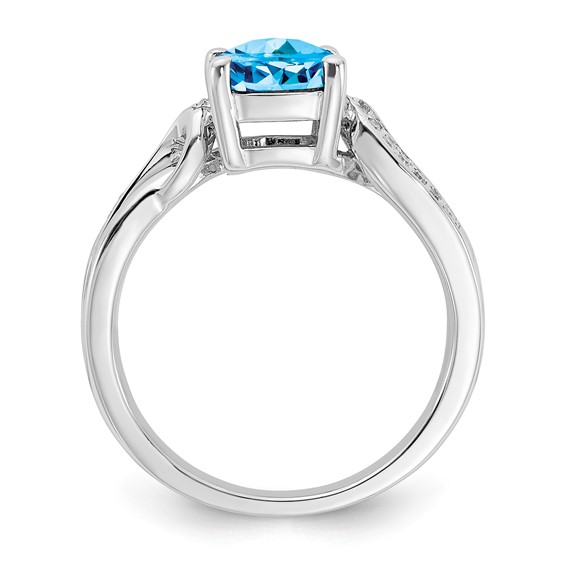 Sterling Silver Blue Topaz and Diamond Ring