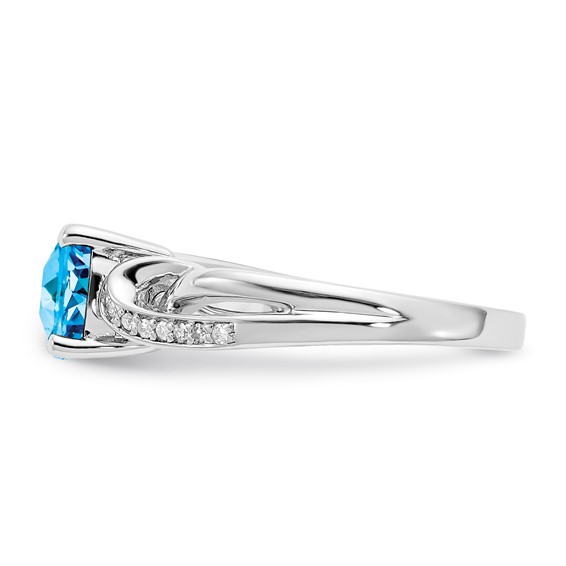 Sterling Silver Blue Topaz and Diamond Ring