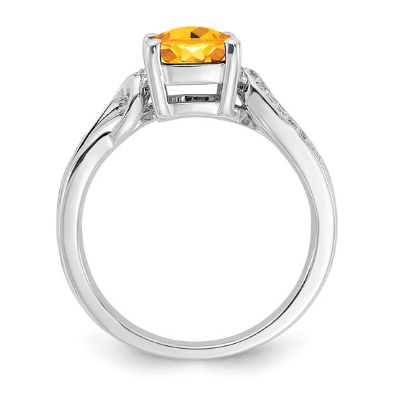 Sterling Silver Citrine & Diamond Ring