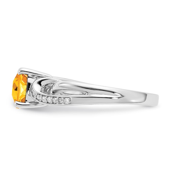Sterling Silver Citrine & Diamond Ring