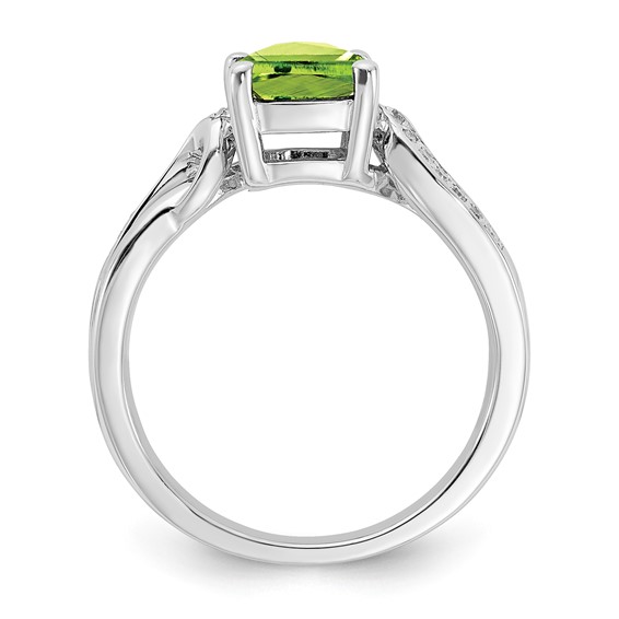 Sterling Silver Peridot & Diamond Ring