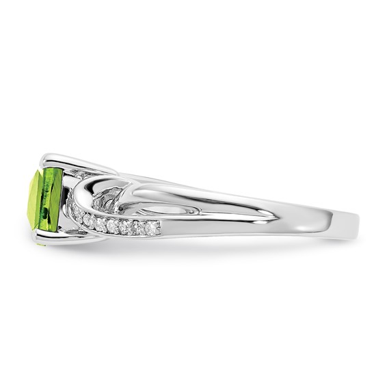 Sterling Silver Peridot & Diamond Ring