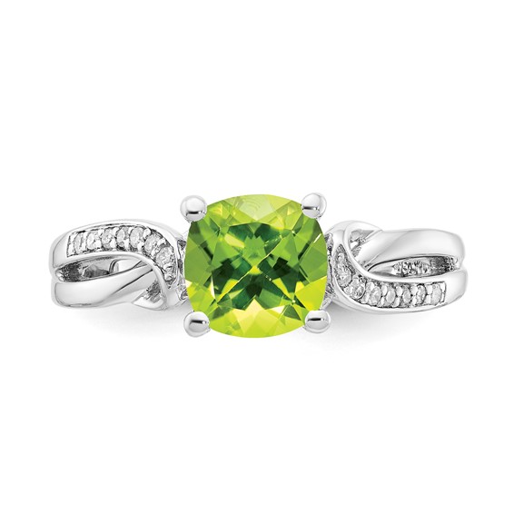 Sterling Silver Peridot & Diamond Ring