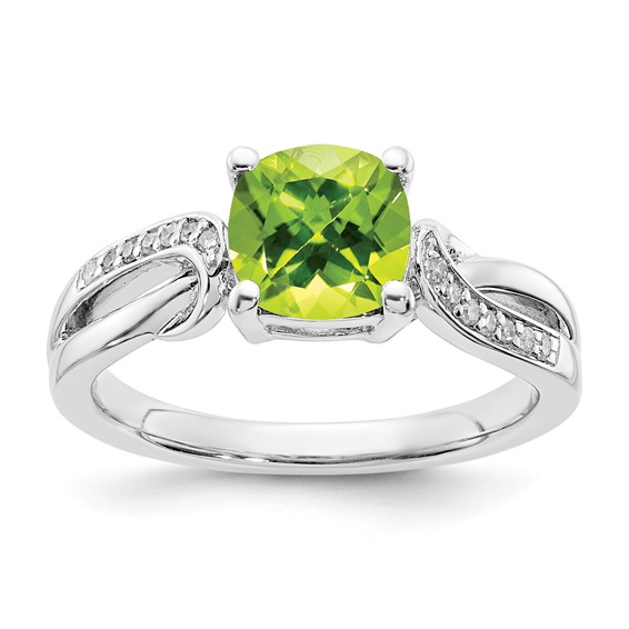 Sterling Silver Peridot & Diamond Ring