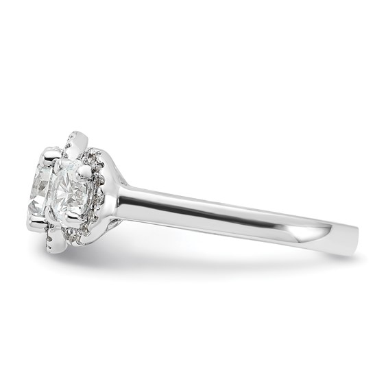 Sterling Silver 3 Stone Diamonore Halo Ring