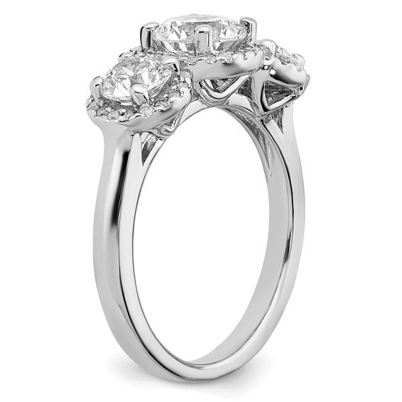 Sterling Silver 3 Stone Diamonore Halo Ring