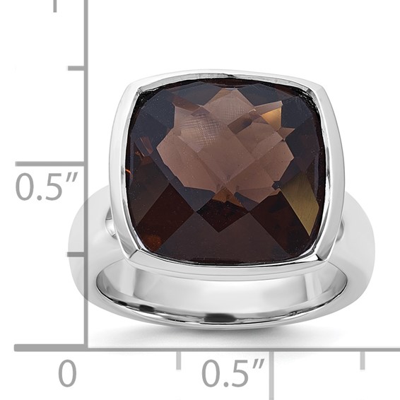 SS 14X14 Smoky Quartz Ring