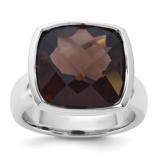 SS 14X14 Smoky Quartz Ring