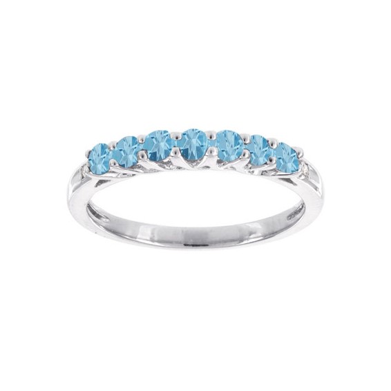 10k Rose Gold Blue Topaz & Diamond Ring