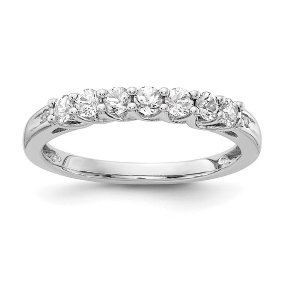 10k White Gold CR White Sapphire & Diamond Ring, Stone:A Mel:S45