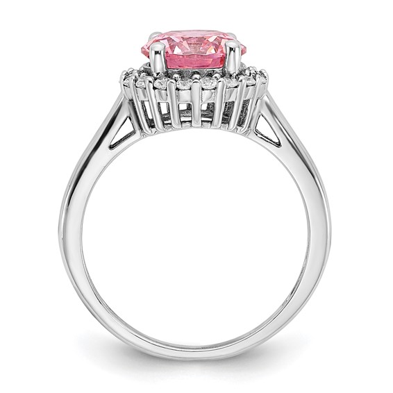 Sterling Silver Pink and White CZ Ring