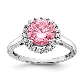 Sterling Silver Pink and White CZ Ring
