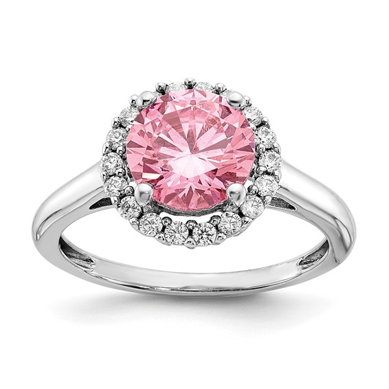 Sterling Silver Pink and White CZ Ring