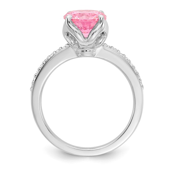 Sterling Silver Pink and White CZ Ring
