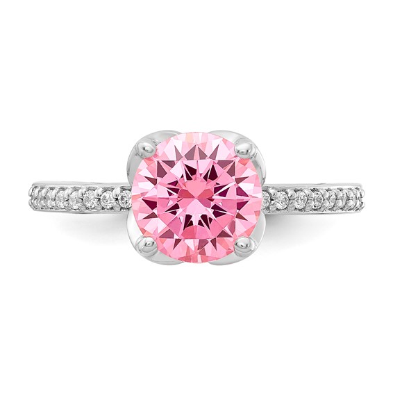 Sterling Silver Pink and White CZ Ring