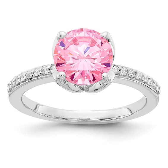 Sterling Silver Pink and White CZ Ring