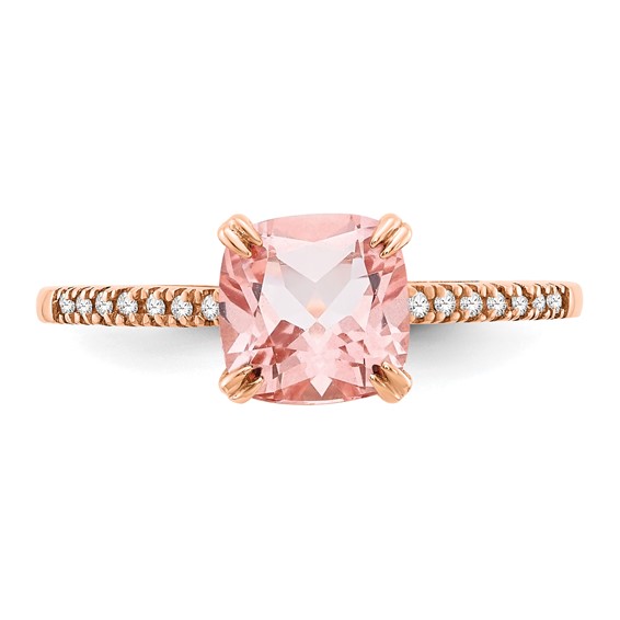10k Rose Gold Blush Topaz & Diamond Ring