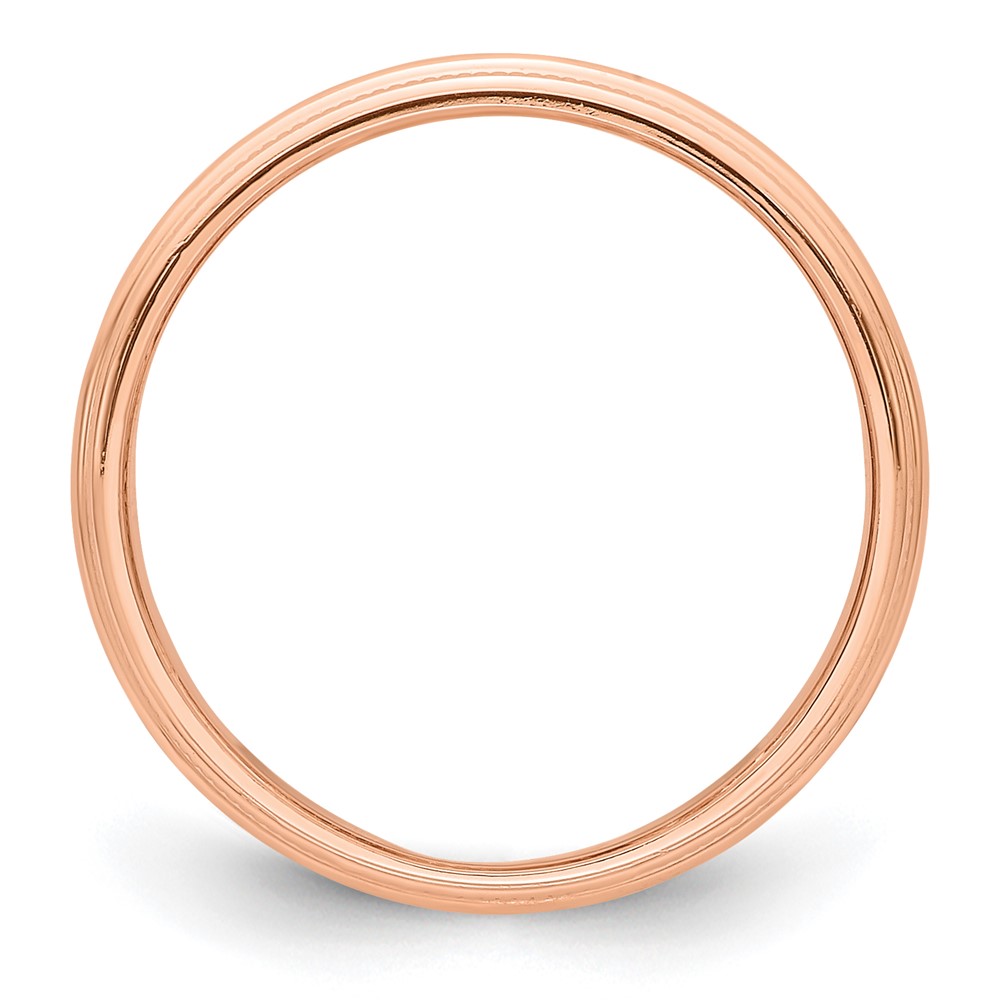 14k Rose Gold 3mm Milgrain Half-Round Wedding Band Size 4 (RM030-4)