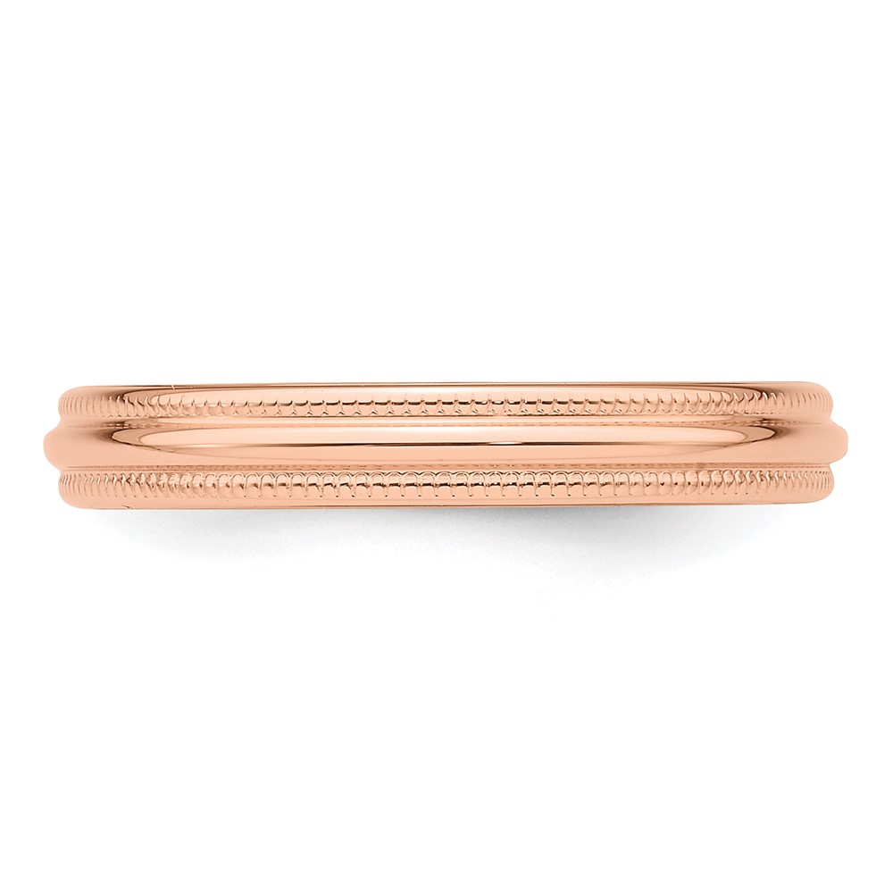 14k Rose Gold 3mm Milgrain Half-Round Wedding Band Size 4 (RM030-4)