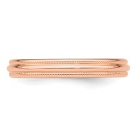 14K Rose Gold 3mm Milgrain Half-Round Wedding Band - Size 4 view 4