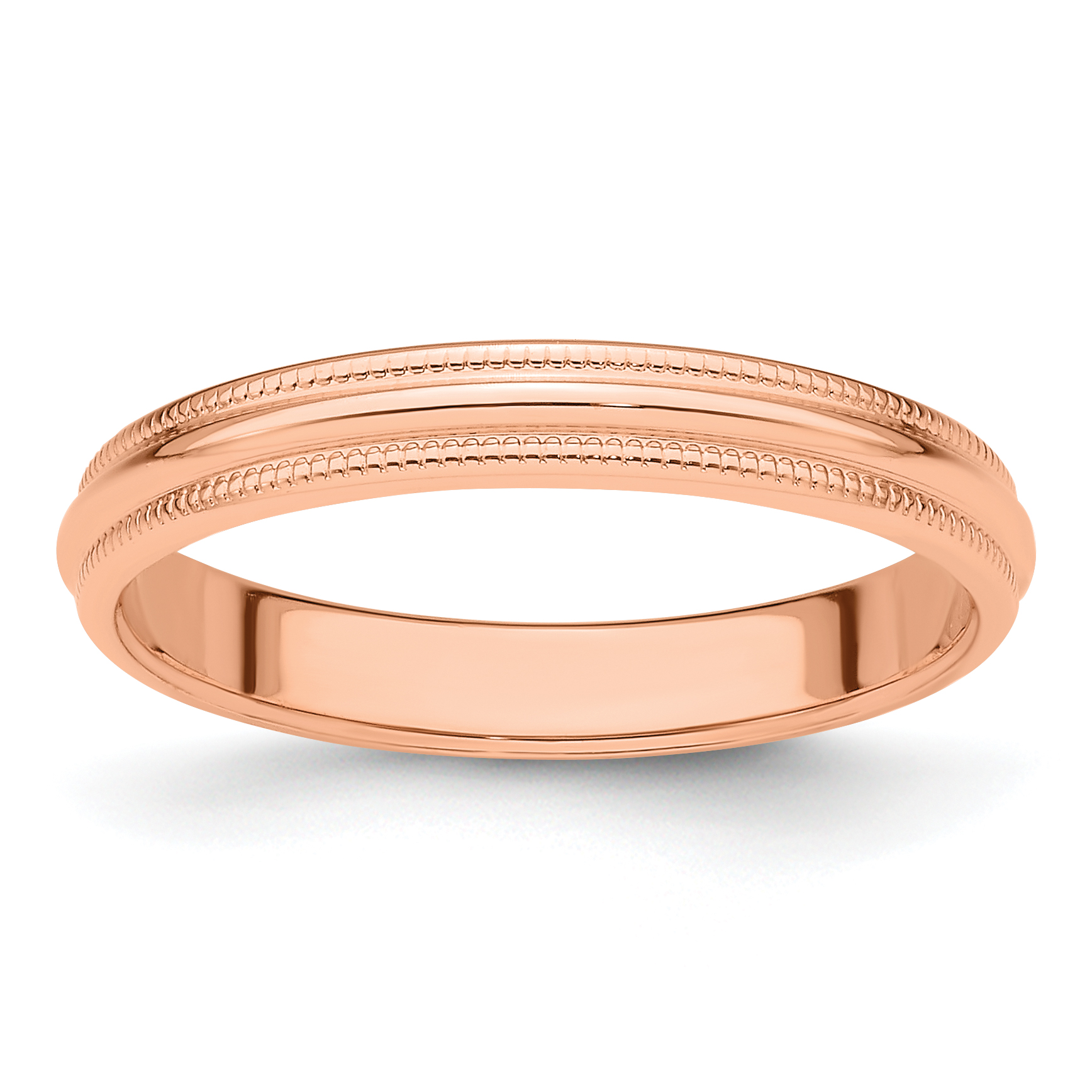14k Rose Gold 3mm Milgrain Half-Round Wedding Band Size 11 (RM030-11)