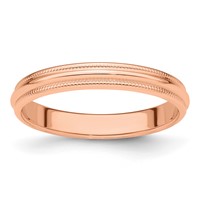 14K Rose Gold 3mm Milgrain Half-Round Wedding Band - Size 4 view 1
