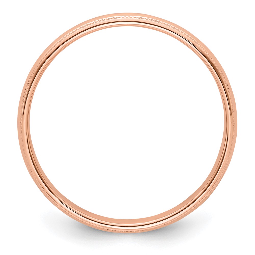 14k Rose Gold 4mm Milgrain Half-Round Wedding Band Size 7 (RM040-7)