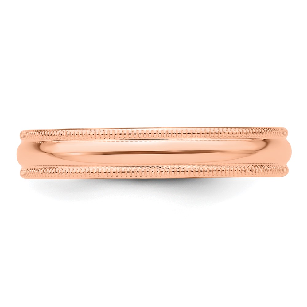 14k Rose Gold 4mm Milgrain Half-Round Wedding Band Size 7 (RM040-7)