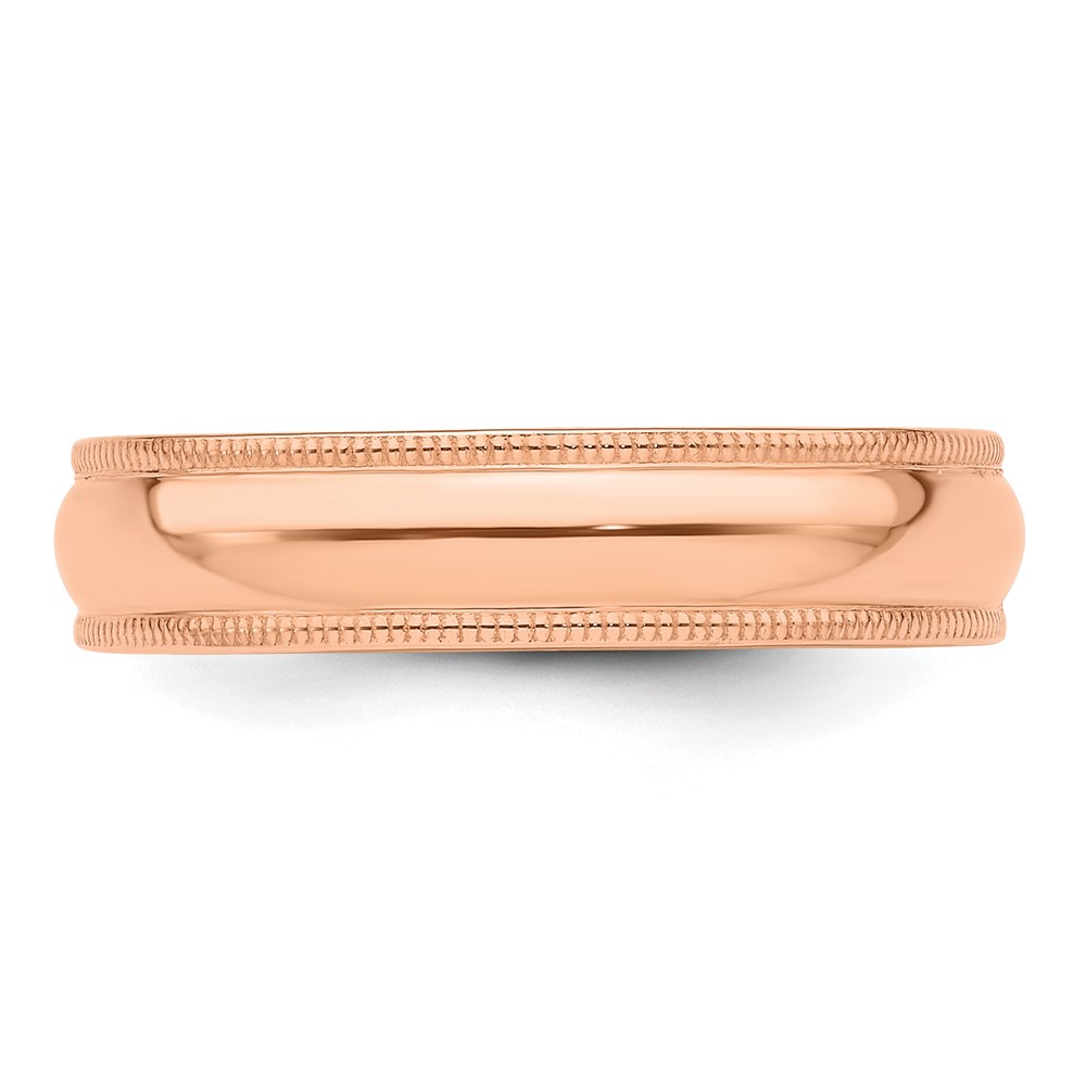 14k Rose Gold 5mm Milgrain Half-Round Wedding Band Size 6 (RM050-6)