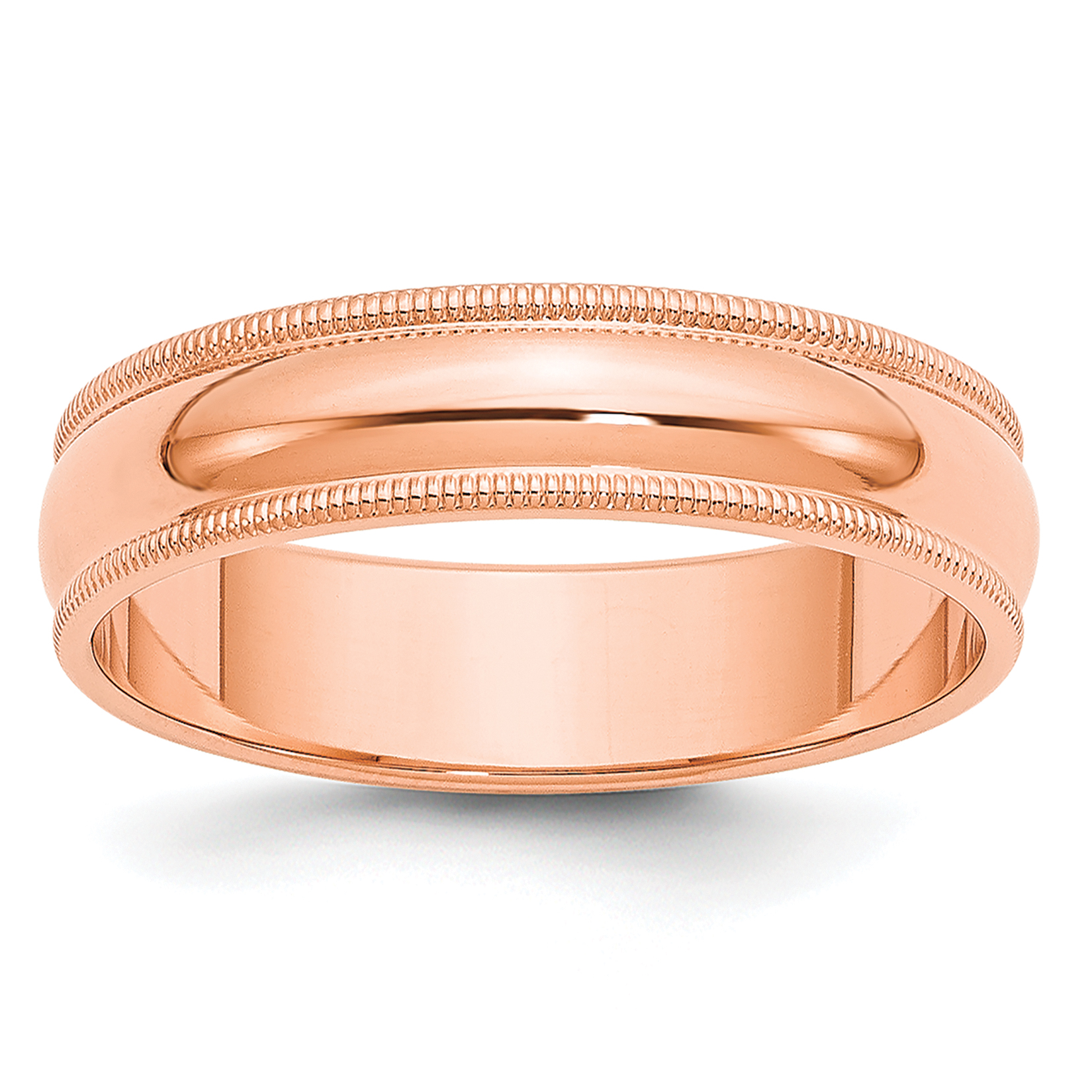 14k Rose Gold 5mm Milgrain Half Round Wedding Band Size 13 (RM050-13)