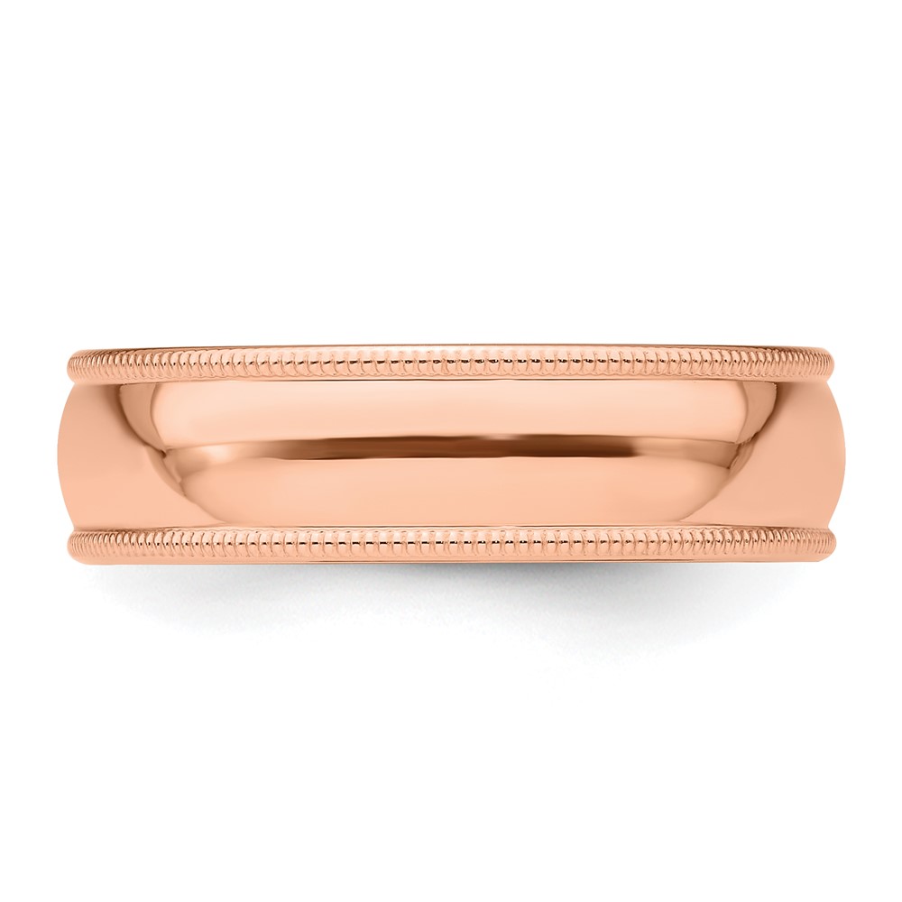 14k Rose Gold 6mm Milgrain Half-Round Wedding Band Size 7 (RM060-7)