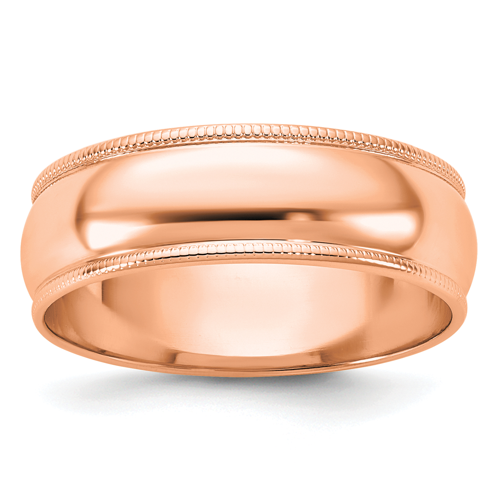 14k Rose Gold 6mm Milgrain Half-Round Wedding Band Size 7 (RM060-7)