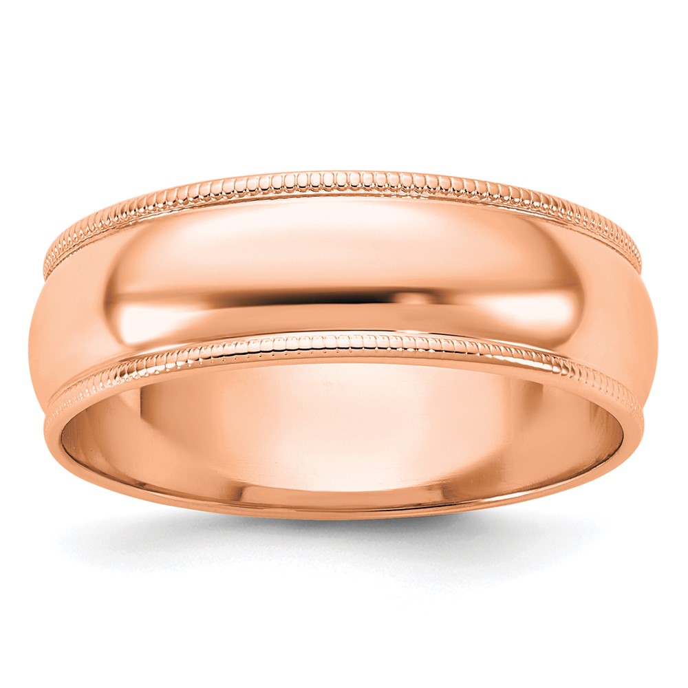 14k Rose Gold 6mm Milgrain Half-Round Wedding Band Size 7 (RM060-7)