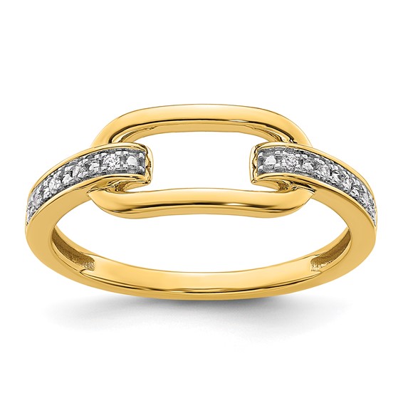 14K Polished 1/20 carat Diamond Link Fashion Ring