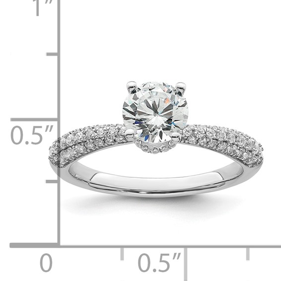 14K White Gold Diamond Semi-Mount Hidden Halo Engagement Ring