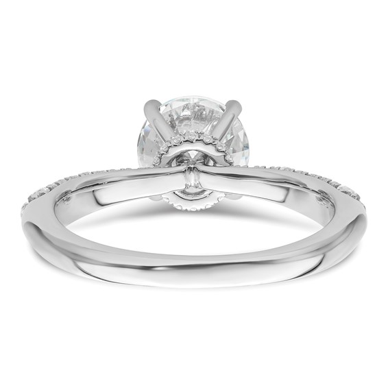 14K White Gold Diamond Semi-Mount Hidden Halo Engagement Ring