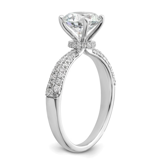 14K White Gold Diamond Semi-Mount Hidden Halo Engagement Ring