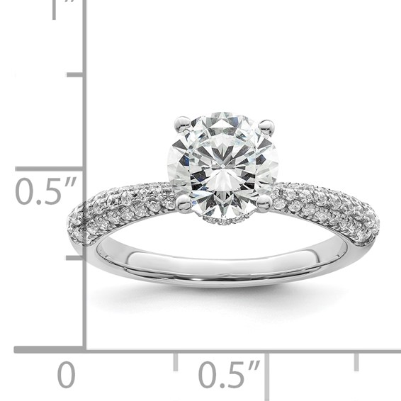 14K White Gold Diamond Semi-Mount Hidden Halo Engagement Ring