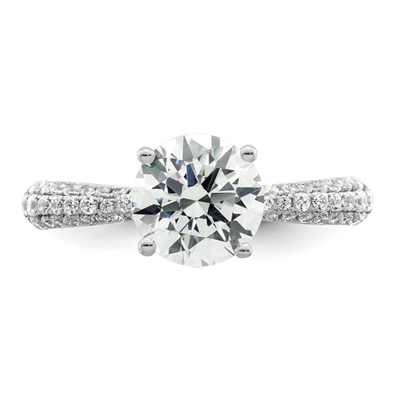 14K White Gold Diamond Semi-Mount Hidden Halo Engagement Ring