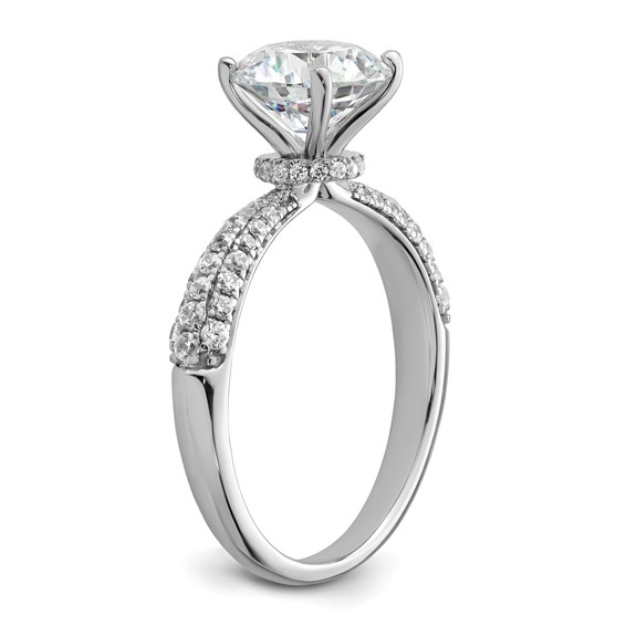 14K White Gold Diamond Semi-Mount Hidden Halo Engagement Ring