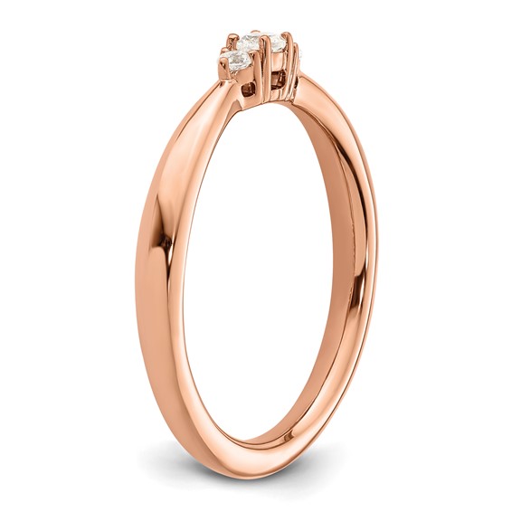 14K Rose Gold Diamond Complete 3 Stone Promise/Engagement Ring