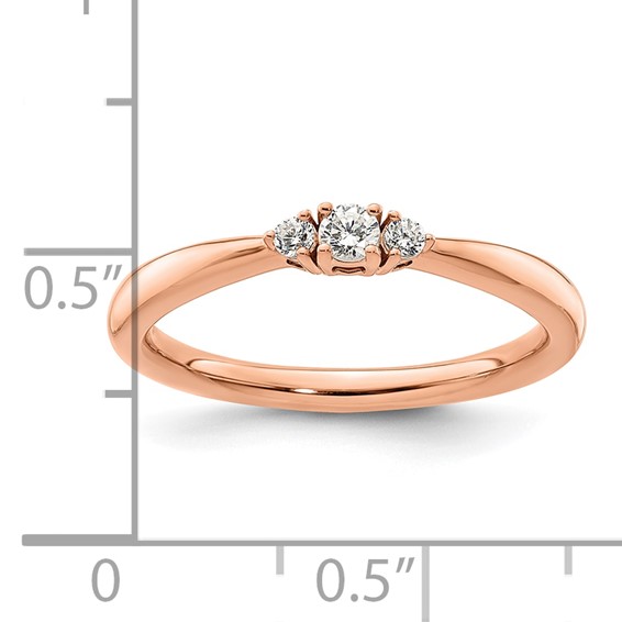 14K Rose Gold Diamond Complete 3 Stone Promise/Engagement Ring