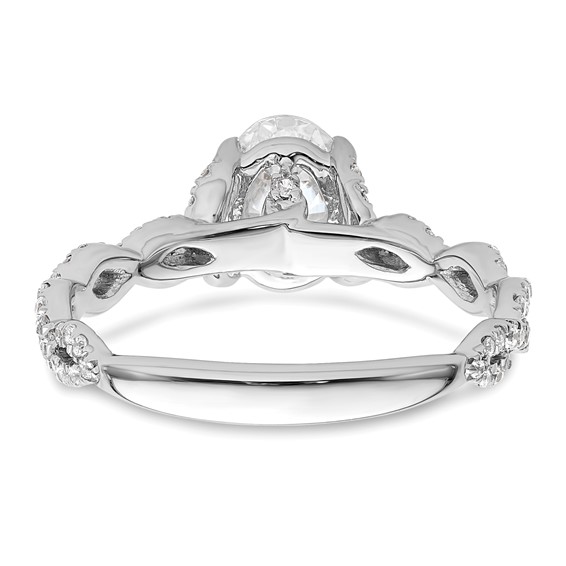 14k White Gold Diamond Oval Semi-mount Criss-Cross Engagement Ring